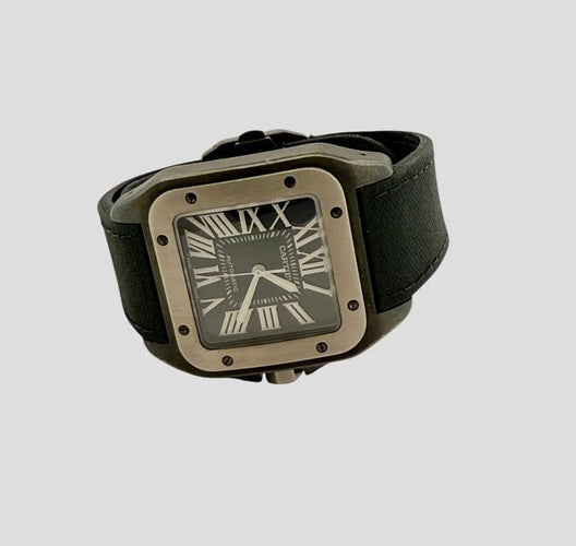 Montre Cartier Santos 100 - Montre en acier et titane 33 x 44 mm 58 Facettes