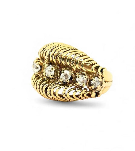 Bague 56 Bague antique XIXe siècle en or jaune 18 carats et diamants 58 Facettes