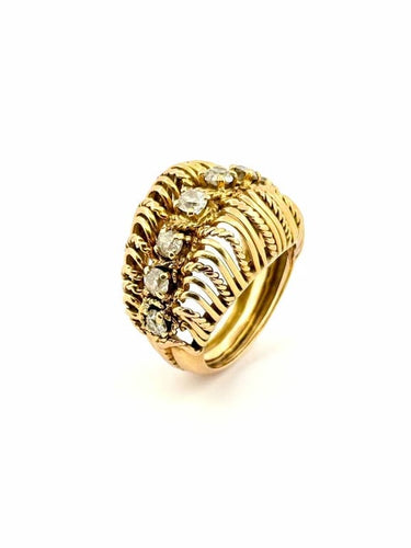 Bague 56 Bague antique XIXe siècle en or jaune 18 carats et diamants 58 Facettes