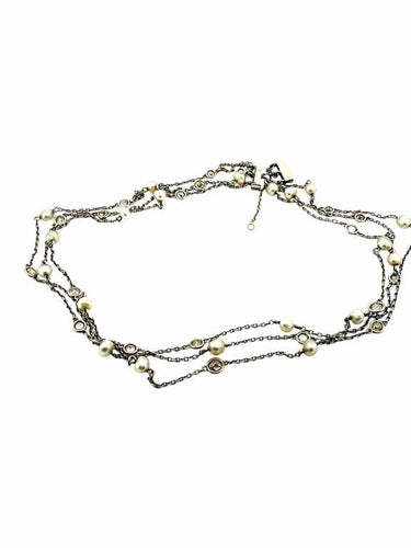 Collier Collier 3 rangs en or jaune 18 carats, diamants taille old cut et perles fines 58 Facettes