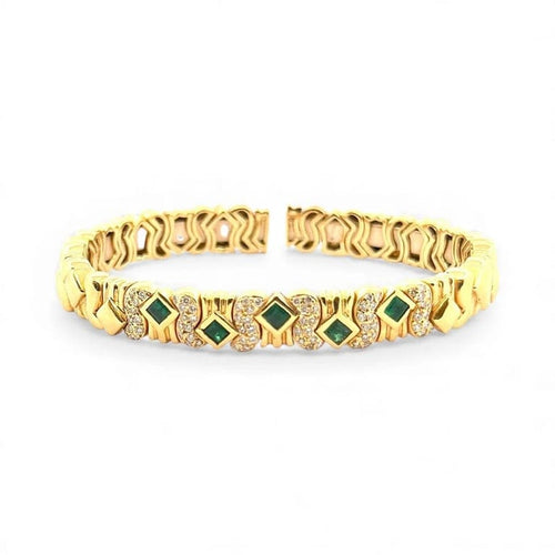 Bracelet 3 bracelets joncs en or jaune 18 carats avec diamants, rubis, émeraudes et saphirs 58 Facettes