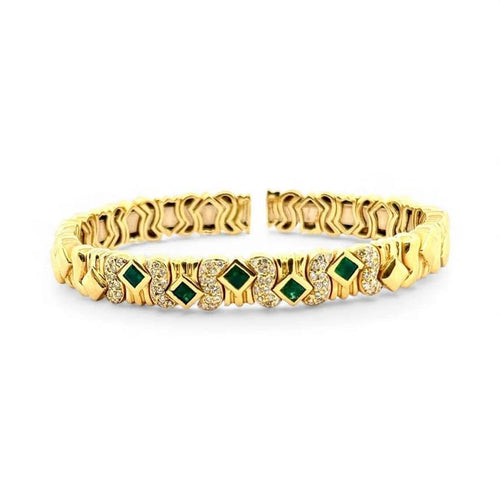 Bracelet 3 bracelets joncs en or jaune 18 carats avec diamants, rubis, émeraudes et saphirs 58 Facettes