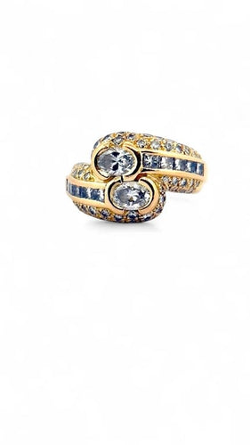 Bague 58 Bague Toi et Moi bombée en or jaune 18 carats et diamants 58 Facettes