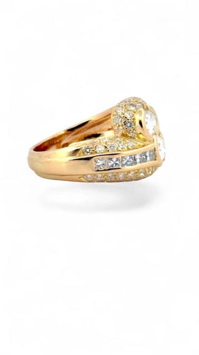 Bague 58 Bague Toi et Moi bombée en or jaune 18 carats et diamants 58 Facettes