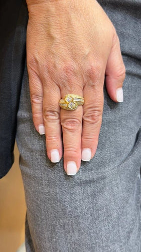 Bague 58 Bague Toi et Moi bombée en or jaune 18 carats et diamants 58 Facettes