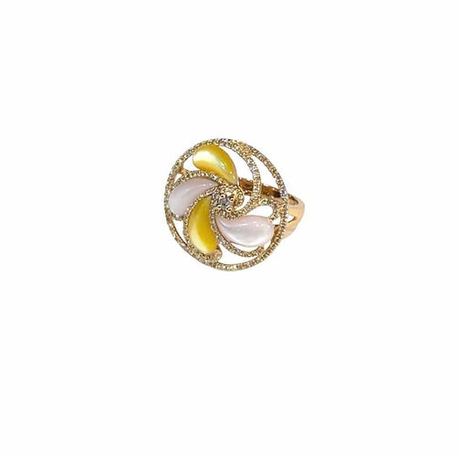 Bague 54 Bague tourbillon en or rose 18 carats, jade et diamants 58 Facettes