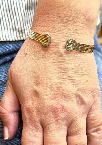 Bracelet Bracelet jonc en 3 ors 18 carats et diamants 58 Facettes