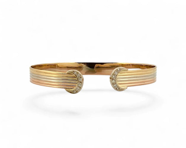 Bracelet Bracelet jonc en 3 ors 18 carats et diamants 58 Facettes