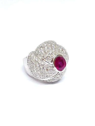 Bague 50 Bague haute joaillerie - Or blanc 18 carats, rubis et diamants 58 Facettes