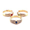 Bague 57 Trio de bagues en or jaune 18 carats avec diamants et pierres précieuses 58 Facettes