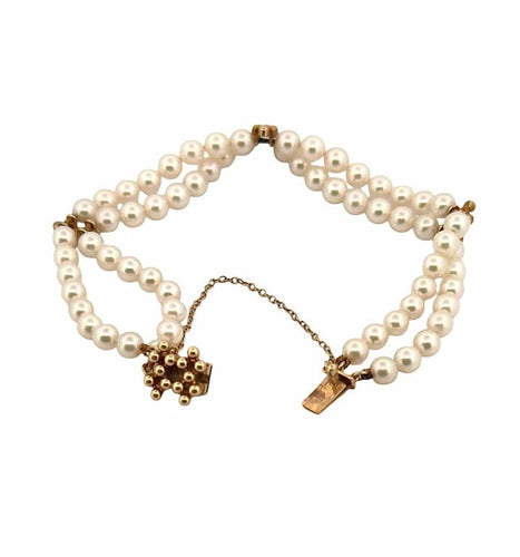 Bracelet Mikimoto - Bracelet en or jaune 14 carats et perles d’Akoya 58 Facettes