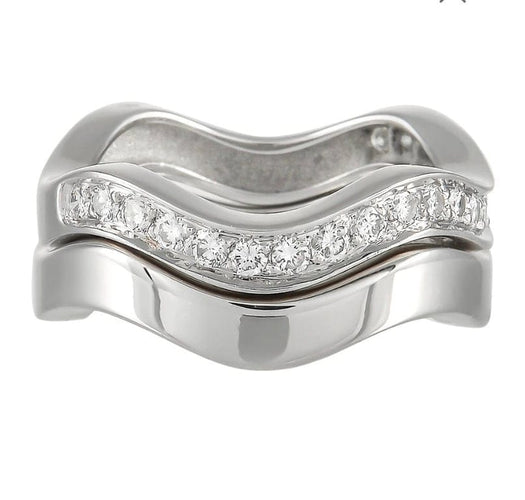 Bague 48 Cartier - Duo d’alliances vintage en or blanc et diamants 58 Facettes
