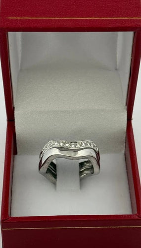 Bague 48 Cartier - Duo d’alliances vintage en or blanc et diamants 58 Facettes