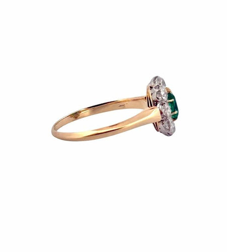Bague 60 Bague marguerite en or 18 carats avec émeraude et diamants naturels 58 Facettes