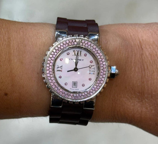 Montre Chaumet Class One - Montre à quartz avec saphirs roses et diamants 58 Facettes