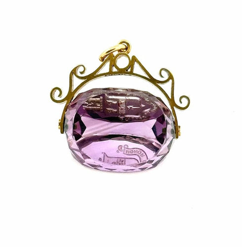 Pendentif Pendentif héraldique ancien en or jaune 18 carats et améthyste gravée 58 Facettes