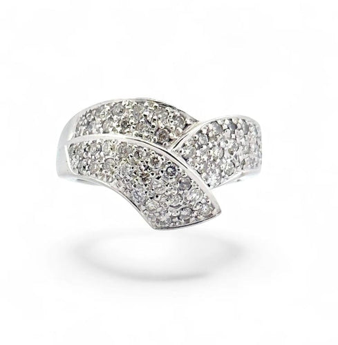 Bague 51 Bague croisée en or blanc 18 carats et diamants 58 Facettes
