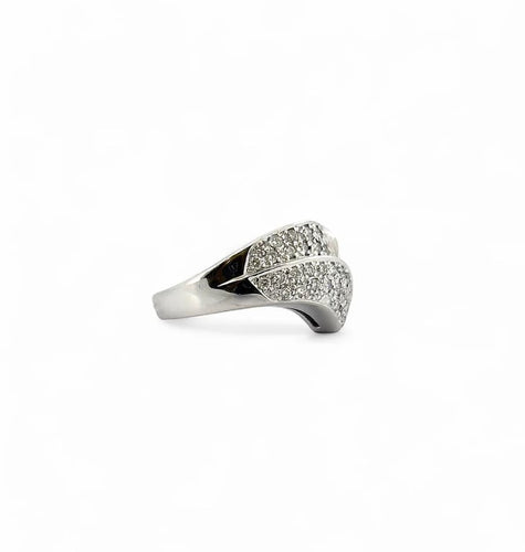 Bague 51 Bague croisée en or blanc 18 carats et diamants 58 Facettes