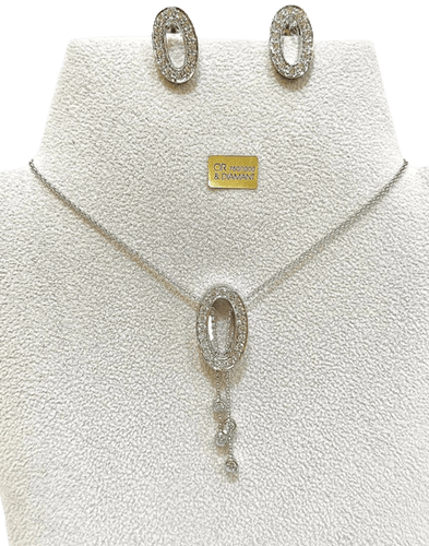 Boucles d'oreilles DALUMI - Parure collier et boucles d’oreilles en or blanc 18 carats et diamants 58 Facettes