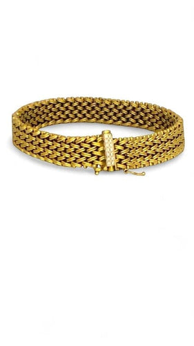 Bracelet Bracelet ancien maille tressée en or jaune 18 carats et diamants 58 Facettes