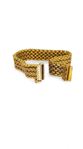 Bracelet Bracelet ancien maille tressée en or jaune 18 carats et diamants 58 Facettes