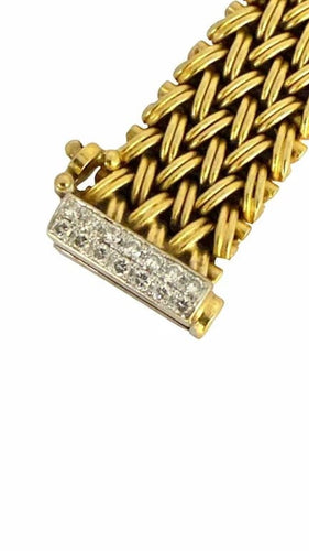 Bracelet Bracelet ancien maille tressée en or jaune 18 carats et diamants 58 Facettes