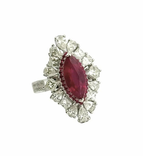 Bague 55 Bague marquise en or avec diamants et rubis naturel 58 Facettes