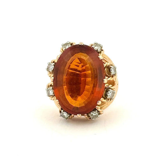 Bague 54 Bague ancienne en or jaune 18 carats, citrine et diamants 58 Facettes