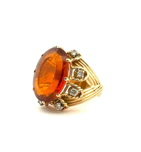 Bague 54 Bague ancienne en or jaune 18 carats, citrine et diamants 58 Facettes