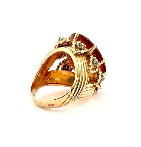 Bague 54 Bague ancienne en or jaune 18 carats, citrine et diamants 58 Facettes