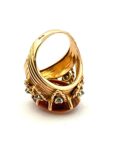 Bague 54 Bague ancienne en or jaune 18 carats, citrine et diamants 58 Facettes