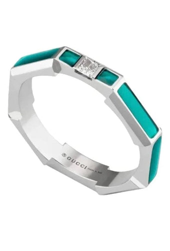 Bague 48 Gucci Link To Love - Bague en or blanc 18 carats, diamant et émail vert 58 Facettes