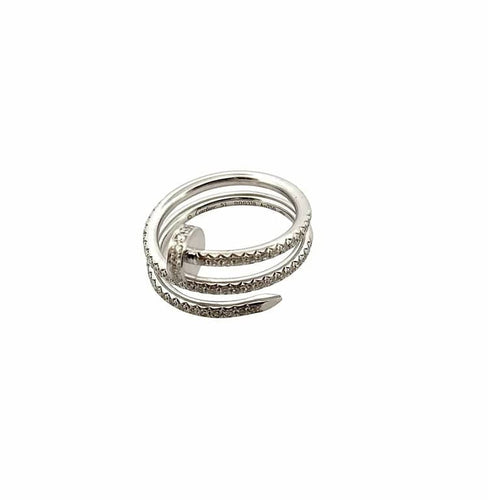 Bague 51 Cartier Juste un Clou - Bague en or gris 18 carats et diamants 58 Facettes