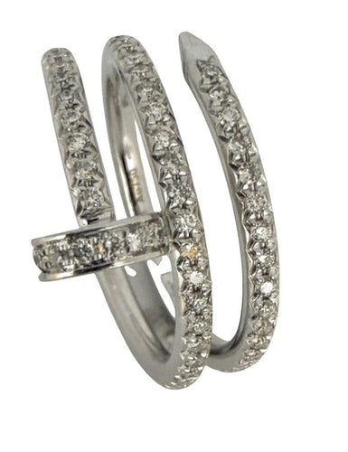 Bague 51 Cartier Juste un Clou - Bague en or gris 18 carats et diamants 58 Facettes