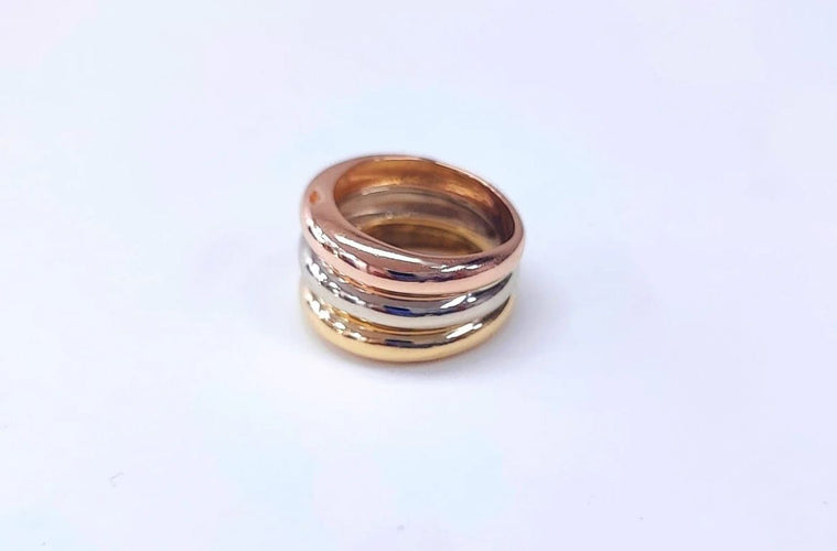 Bague 53 Bague jonc 3 ors en or 18k 58 Facettes BAG.1841.3OR.JON