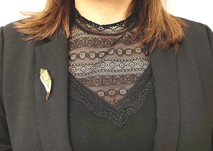 Broche Broche feuille en or jaune 18k avec diamant 58 Facettes RA-615/3