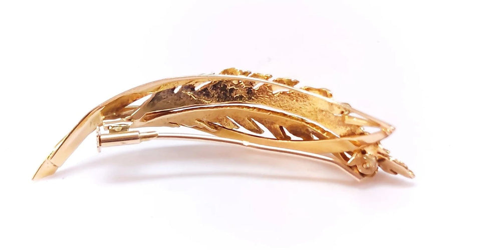 Broche Broche feuille en or jaune 18k avec diamant 58 Facettes RA-615/3