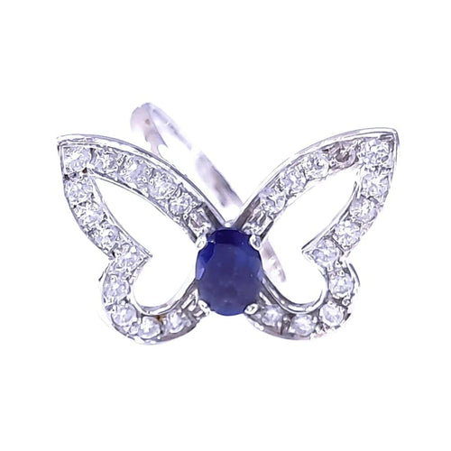 Bague 54 Bague papillon en or blanc 18K, iolite et diamants 58 Facettes Pap/dt-iol