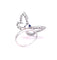 Bague 54 Bague papillon en or blanc 18K, iolite et diamants 58 Facettes Pap/dt-iol