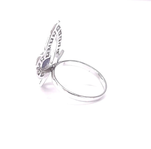 Bague 54 Bague papillon en or blanc 18K, iolite et diamants 58 Facettes Pap/dt-iol