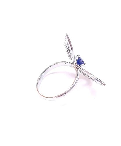Bague 54 Bague papillon en or blanc 18K, iolite et diamants 58 Facettes Pap/dt-iol