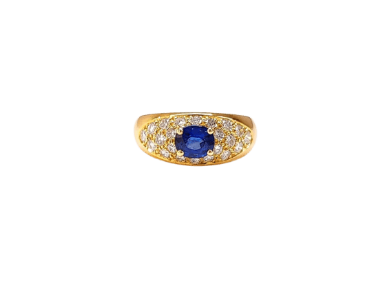 Bague 51 Bague jonc en or 18K saphir et diamants 58 Facettes CHOM.S