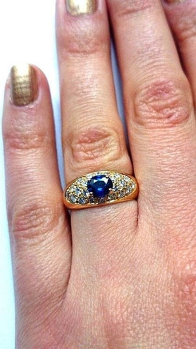 Bague 51 Bague jonc en or 18K saphir et diamants 58 Facettes CHOM.S