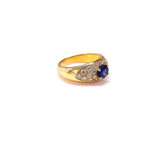 Bague 51 Bague jonc en or 18K saphir et diamants 58 Facettes CHOM.S