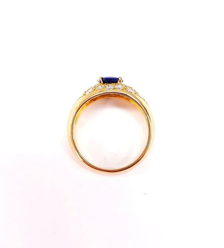 Bague 51 Bague jonc en or 18K saphir et diamants 58 Facettes CHOM.S