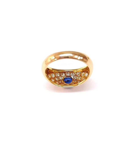 Bague 51 Bague jonc en or 18K saphir et diamants 58 Facettes CHOM.S