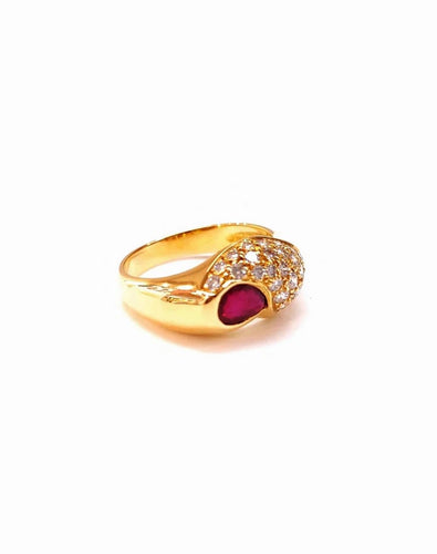 Bague 54 Bague jonc en or jaune 18K rubis et diamants 58 Facettes Bag-Ameng