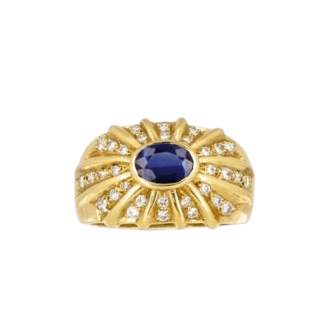 Bague 52 Bague jonc en or jaune 18K saphir et diamants 58 Facettes Bag.Soleil