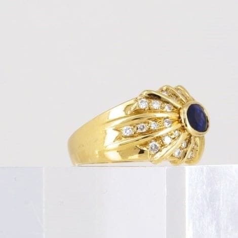 Bague 52 Bague jonc en or jaune 18K saphir et diamants 58 Facettes Bag.Soleil