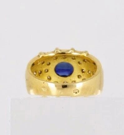 Bague 52 Bague jonc en or jaune 18K saphir et diamants 58 Facettes Bag.Soleil